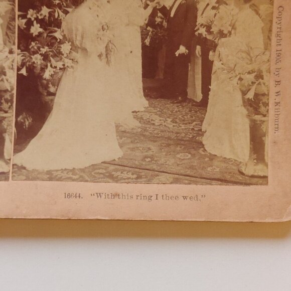 ANTIQUE STEREOGRAPH CARD Victorian Wedding "With this ring I thee wed" - Picture 4 of 4